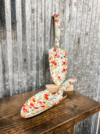 Aluminum Garden Spade wit Floral Pattern - Turquoise - Allure Boutique WY