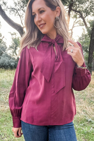 Anastasia Cabernet Blouse - Allure Boutique WY