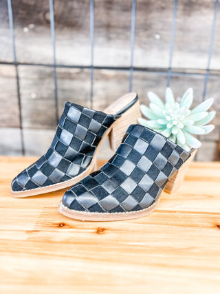 Angela Black Checkerboard Mule - Allure Boutique WY