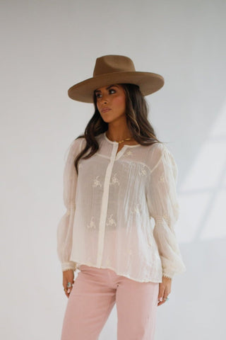 Anna Lisa Button Down Cream - Allure Boutique WY