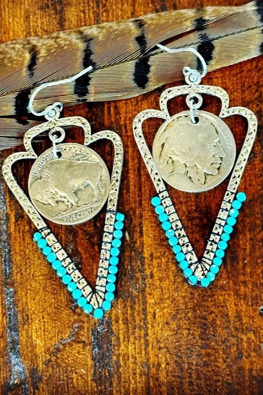 Arrowhead Earrings With Kingman Turquoise - Allure Boutique WY