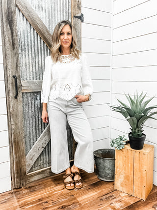 Audrey Cropped Wide Leg Railroad Grey - Allure Boutique WY