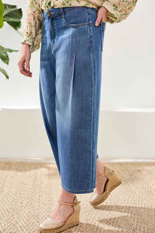 Audrey Pleated Crop Wide Leg Jeans - Allure Boutique WY