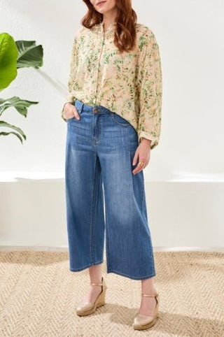 Audrey Pleated Crop Wide Leg Jeans - Allure Boutique WY
