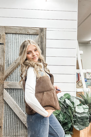 Aztec Corduroy Puffer Vest - Allure Boutique WY