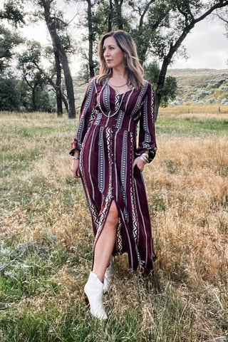 Aztec Print Maxi Dress - Allure Boutique WY