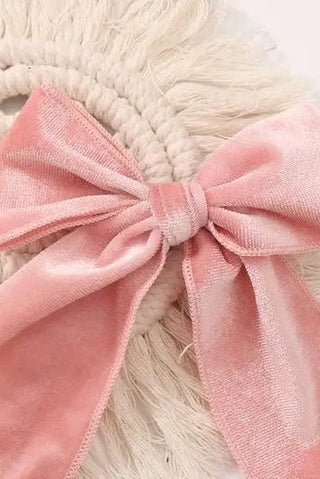 Baby Girls Edged Pink Velvet Bow - Allure Boutique WY