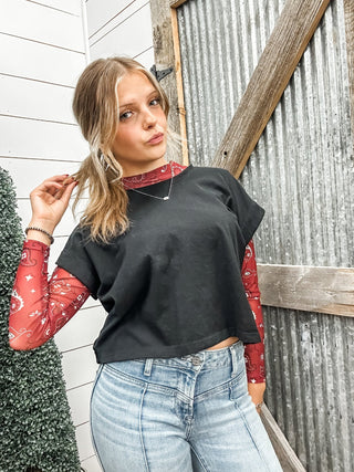 Bandana Babe Maroon Mesh Top - Allure Boutique WY