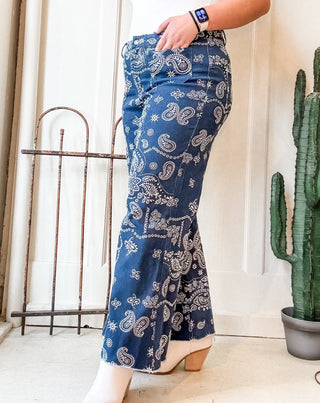 Bandana Print Wide Leg Crop Pants - Allure Boutique WY