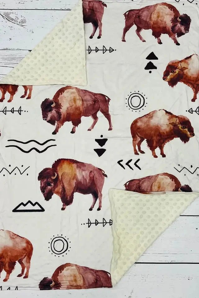 Beige Buffalo + Arrows Minky Blanket - Allure Boutique WY