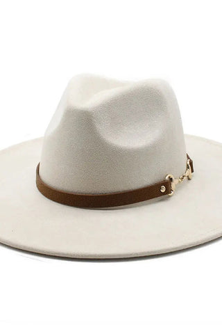 Beige Felt Hat with Buckle Hat Band - Allure Boutique WY