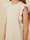 Beige Ribbed Ruffled Detail Knit Tank - Allure Boutique WY