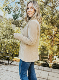 Beige Straight Velvet Blazer - Allure Boutique WY