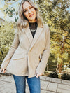 Beige Straight Velvet Blazer - Allure Boutique WY