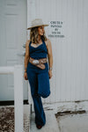 Belted Denim Halter Neck Jumpsuit - Allure Boutique WY