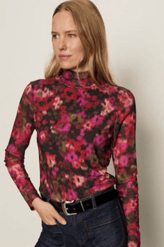 Berry Glow Mesh Mock Neck - Allure Boutique WY