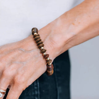 Birch Wood + Silver Bead Stretch Bracelet - Allure Boutique WY