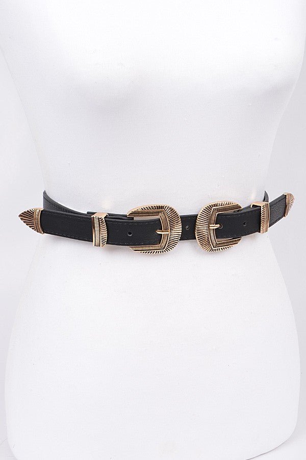 Black and Gold Double Buckle Belt - Allure Boutique WY