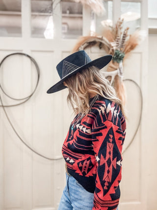 Black Aztec Knit Sweater - Allure Boutique WY