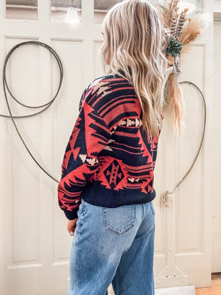 Black Aztec Knit Sweater - Allure Boutique WY