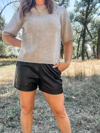 Black Coated Twill Track Short - Allure Boutique WY