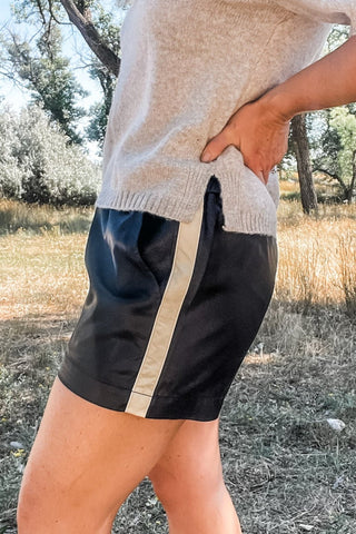 Black Coated Twill Track Short - Allure Boutique WY