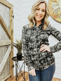 Black Conversational Snap Shirt - Allure Boutique WY