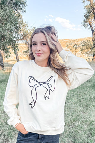 Black & Cream Bow Sweatshirt - Allure Boutique WY