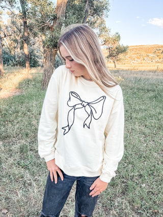 Black & Cream Bow Sweatshirt - Allure Boutique WY