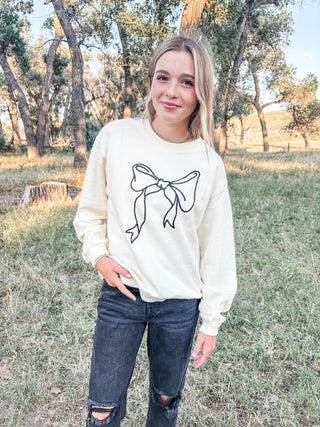 Black & Cream Bow Sweatshirt - Allure Boutique WY