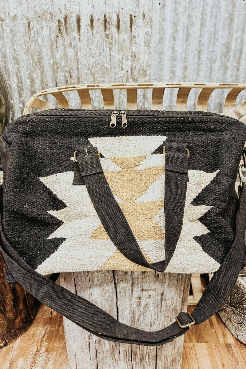 Black, Cream & Tan Aztec Duffel - Allure Boutique WY