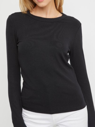 Black Crew Neck Long Sleeve Basic Tee - Allure Boutique WY