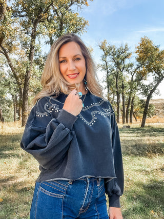 Black Embroidered Sweatshirt - Allure Boutique WY