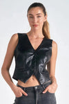 Black Faux Leather Button Down Vest - Allure Boutique WY