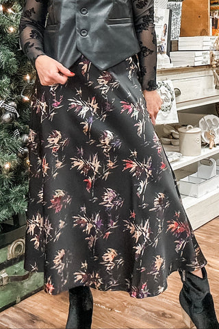 Black Floral Woven Maxi Skirt - Allure Boutique WY
