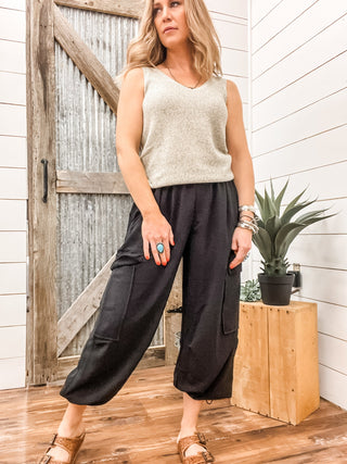 Black Flowy Cargo Pant - Allure Boutique WY