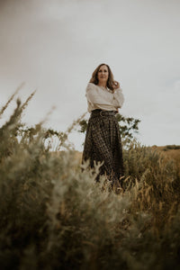 Black, Gold & Silver Pleated Maxi Skirt - Allure Boutique WY