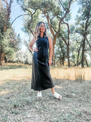 Black Olive Satin Dress - Allure Boutique WY