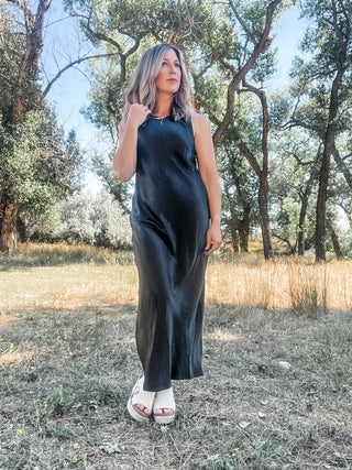 Black Olive Satin Dress - Allure Boutique WY