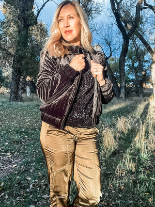 Black Quilted Velvet Jacket - Allure Boutique WY