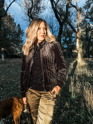 Black Quilted Velvet Jacket - Allure Boutique WY