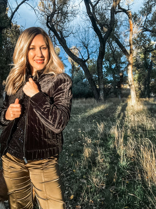 Black Quilted Velvet Jacket - Allure Boutique WY