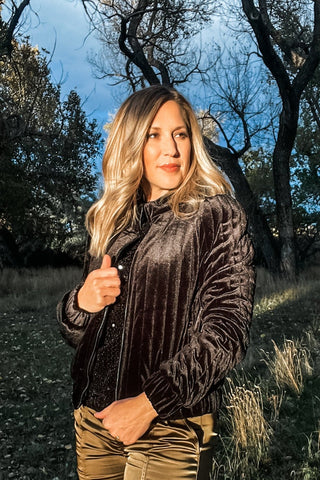 Black Quilted Velvet Jacket - Allure Boutique WY