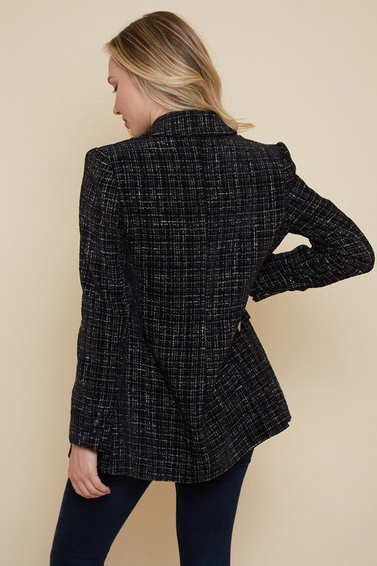 Black Tweed Double Breasted Jacket - Allure Boutique WY