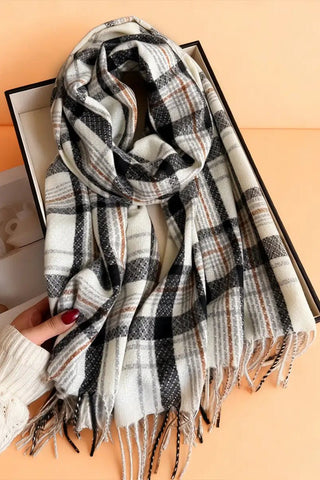 Black + White + Brown Plaid Scarf - Allure Boutique WY