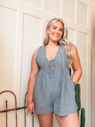Black + White Gingham Romper - Allure Boutique WY