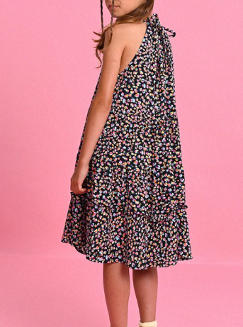 Black Confetti Halter Dress