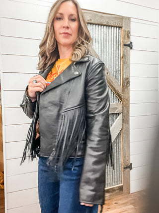 Blaze Black Leather Jacket - Allure Boutique WY