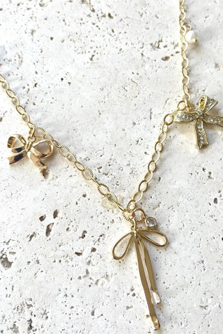 Blingy Bows Charm Necklace - Allure Boutique WY