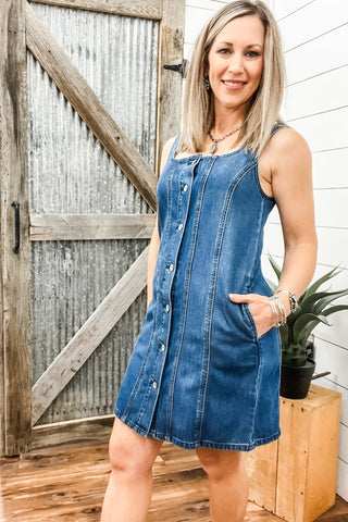 Blossom Denim Dress Happy Hour - Allure Boutique WY